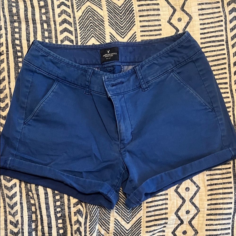 American Eagle Outfitters Women's Midi Stretch Navy Shorts